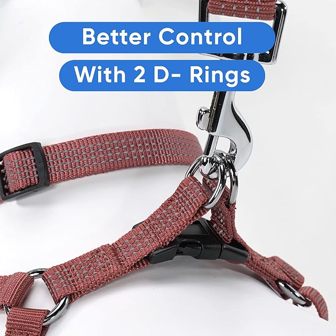 Pawtitas Reflective Step-in Dog Harness – Adjustable No-Pull Vest for Puppies to Seniors, Safe & Comfortable, S Marsala