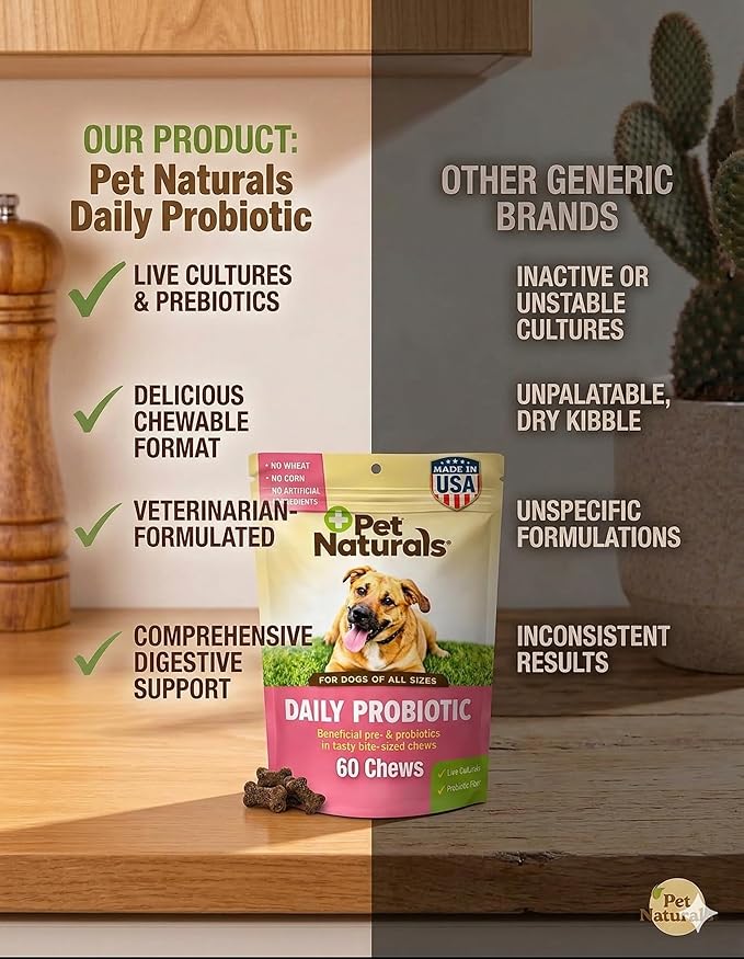 Pet Naturals Daily Probiotic Soft Chews for Dogs, Digestive and Immune Support Supplement, 1 Billion CFU Per Chew, Duck, 60 Count