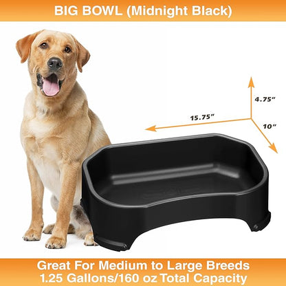 Neater Pet Brands Extra Large Water Bowl for Dogs, Outdoor Dog Water Bowl (1.25 Gallon XL Capacity), Big Trough Style Food Dish for Indoors or Outside, No Spill Large Dog Bowls, Midnight Black