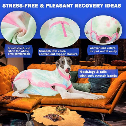 Recovery Suit for Dogs,Dog Cone Alternative Zipper Surgery Suit Female Spay,Soft Dog Surgery Suit for Anti Licking,Breathable Surgical Suit for Dogs Female Spay