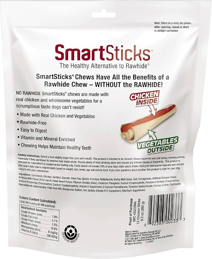 SmartBones SmartSticks, Treat Your Dog to a Rawhide-Free Chew Made With Real Meat and Vegetables