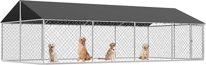 Petony 236"x 118" Outdoor Dog Enclosure Heavy Duty Dog Kennel House Mesh Dog Big Cage Pet Kennel Steel Fence with Secure Lock
