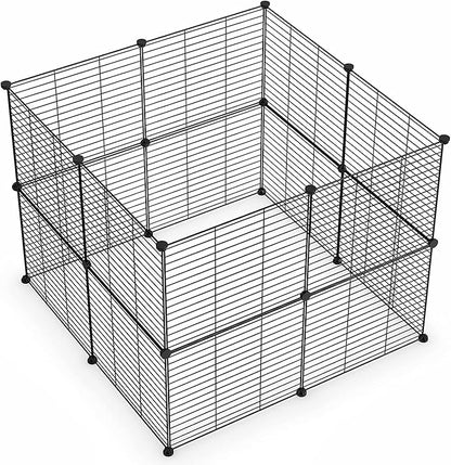 LURIVA Small Animal Playpen, Guinea Pig Cages, Pet Playpen, Rabbit Cage,Small Animal Cage, Puppy Kitten Dog Playpen, Indoor Outdoor Portable Metal Wire Yard Fence,15 X 12 Inch, 16 Panels, Black.