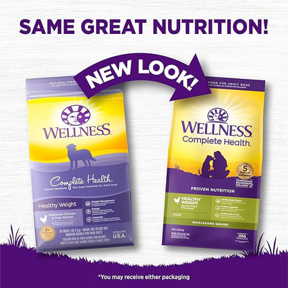 Wellness Complete Health Dry Dog Food, Wholesome Grains, Natural, Healthy Weight Chicken & Peas Recipe, (13-Pound Bag)