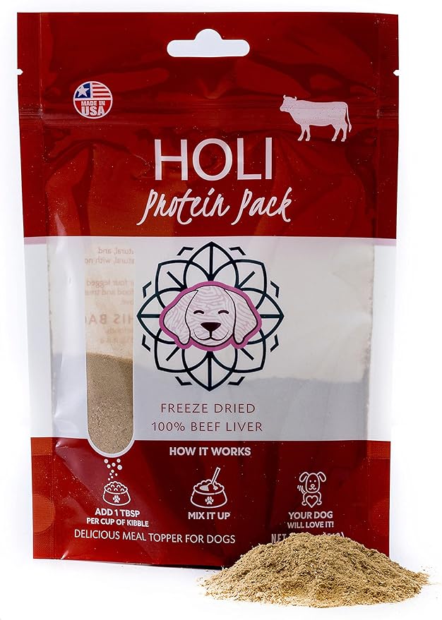 HOLI Beef Liver Powder Dog Food Topper – Freeze Dried Beef Liver Dog Topper for Dry Food – Single Ingredient, Human-Grade Meal Topper for Picky Dogs – Grain Free & All Natural - 4oz