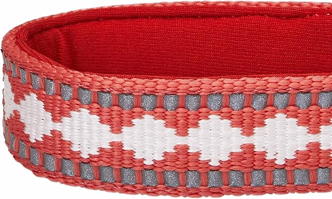 Blueberry Pet 3 Colors 3M Reflective Jacquard Neoprene Padded Adjustable Dog Collar, Coral, Medium, Neck 14.5"-20"