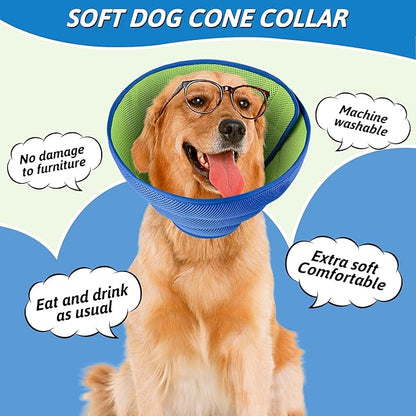 Soothing Recovery Cone for Dogs & Cats, Soft Anti-Lick Collar for Post-Surgery Protection, Comfortable Elizabethan Cone Alternative for Spay Neuter Recovery, Adjustable Design (XL)