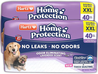 Hartz Home Protection Super Absorbent Odor Eliminating Lavender Scented No Leaks Dog Pads, XXL 80 Count