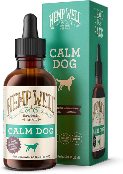 Hemp Well Calm Dog Oil – Natural Anxiety & Stress Relief for Dogs – Eases Nervousness, Promotes Relaxation & Balanced Behavior – Organic Hemp & Melatonin Formula – for Small & Large Dogs – 2 oz