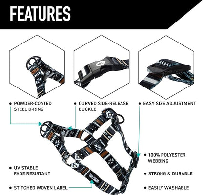 Wolfgang Heavy Duty Adjustable Dog Harness, Pull-Tested to Over 800 lbs for Walking & Training, NewMoon Print, Medium