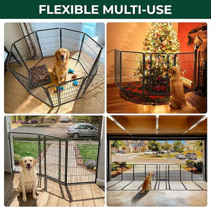 FXW Dog Gate Extra Wide Designed for Indoor Use, Adjustable Width Up to 83-inch Wide (40" H 3 Wire Panels for Medium and Large Dogs), Black