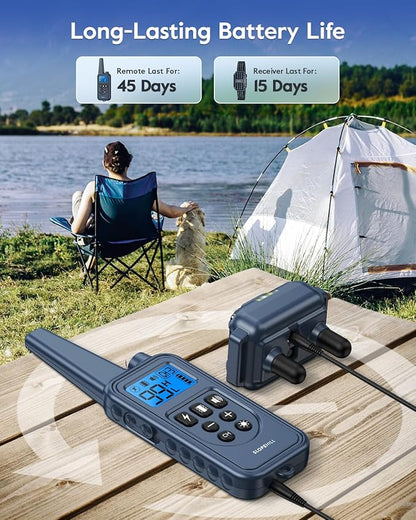 SLOPEHILL Dog Training Collar with Remote, 4200FT Electronic Dog Shock Collar with Beep, Vibration, Shock, Flash Light and No Shock Mode, Electric Shock Collar for Small Medium Large Dogs,Dark Blue