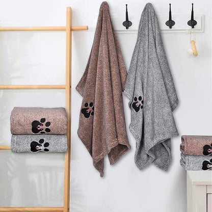 Dogvingpk Dog Towel - Pack of 4 - Super Absorbent Soft Microfiber Pet Bath Grooming Towels for Drying Dogs and Other Pets (M-36" * 28", 2Grey and 2Brown)