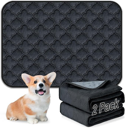 FunFurry Washable Pee Pads for Dogs - 2 Pack Reusable Pee Pads，Waterproof Puppy Pads，Pet Training Pads，Super Absorbent with Dog Paw Shape Non-Slip Backing (Dark Grey, 18" X 24" - 2 Pack)