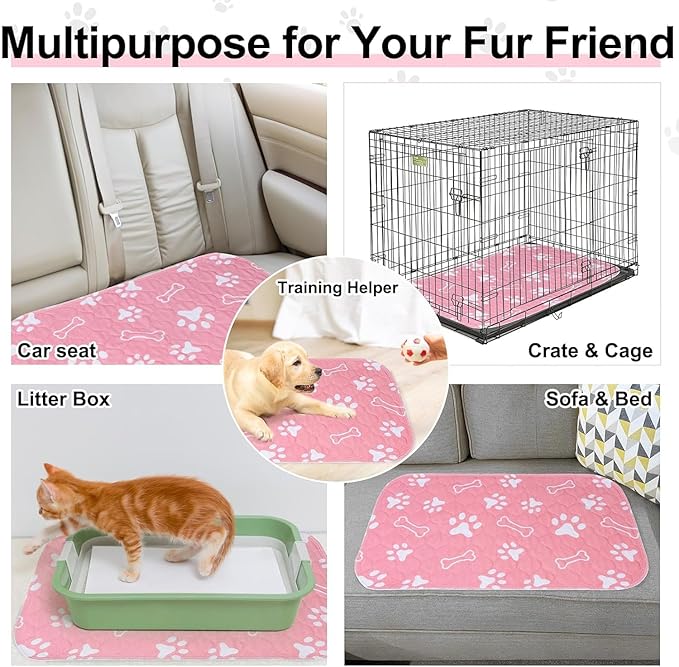 BEAUTYZOO Washable Pee Pads for Dogs, 72" x 72" Extra Large Reusable Puppy Pads, Absorbent Potty Training Dog Mats, Non-Slip Pet Whelping Pads for Incontinence, Housebreak, Crate, Bed, Playpen, Pink