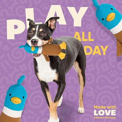 Yomp Plush Duck Dog Toy – Durable Stuffed, No Squeaker Dog Toys with Natural Canvas and Crinkle Paper – Interactive Stuffed Animal for Dogs (2-Pc Quacker Set)