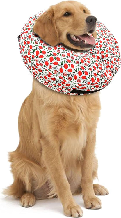 Protective Inflatable Collar for Dogs and Cats - Soft Pet Recovery Collar Does Not Block Vision, Prevents Pets from Touching Stitches, Wounds and Rashes (Floral - 1, Neck 18" - 20")