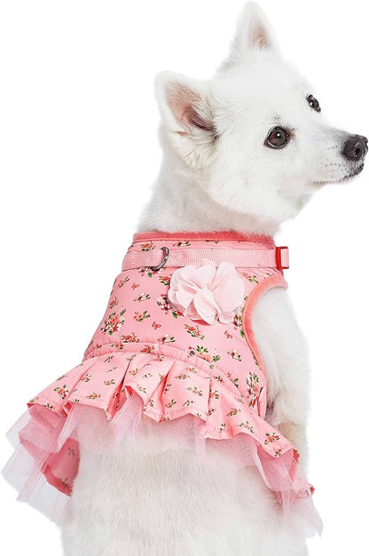 Blueberry Pet Soft & Comfy Floral No Pull Mesh Dog Harness, X-Small, Rose Baby Pink, Dress Harness for Dogs Girl, Small Dog Vest Harness, Fashionable for Puppy Owners