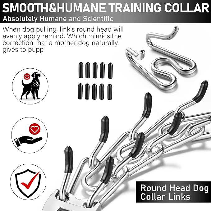 DEYACE Dog Training Collar Adjustable Stainless Steel Collar with Quick Release Buckle for Neck Girth 14.5"-18.6" Dog