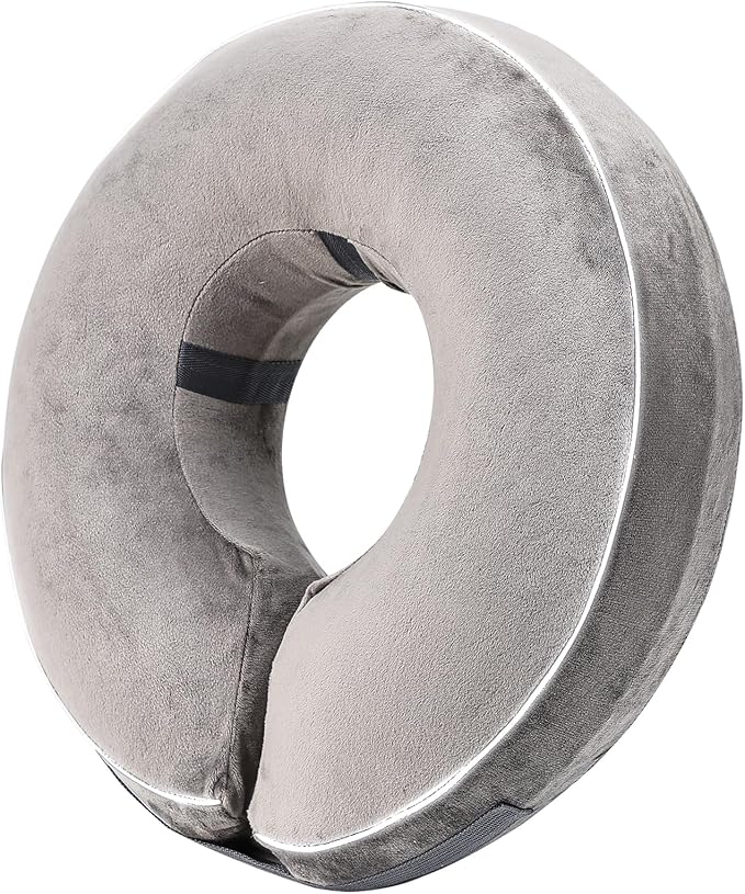 Inflatable Reflective Dog Cone Collar Alternative After Surgery,Doggie Recovery Dount Neck Ecollar,Adjustable Soft Dog Cone Collar for Small Medium Large Dogs (Grey, XXL)