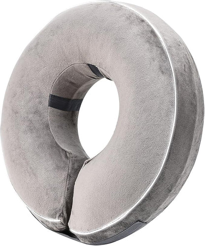 Inflatable Reflective Dog Cone Collar Alternative After Surgery,Doggie Recovery Dount Neck Ecollar,Adjustable Soft Dog Cone Collar for Small Medium Large Dogs (Grey, XXL)