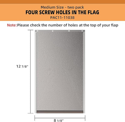 2 Pack Medium Dog Door Replacement Flaps with Screw, Pet Door Replacement Flap Compatible with PetSafe Freedom PAC11-11038, Weather-Proof & No Warped,Dog Door Flap Measures 12 7/8'' × 8 1/8''