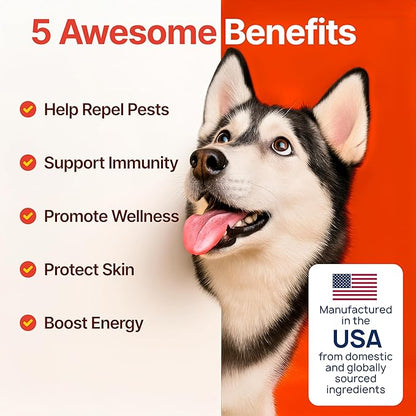 Flea and Tick Prevention for Dogs Chewable – Natural Flea Pills for Dogs, All Breeds & Ages, Chicken Flavor – Dog Flea and Tick Treatment Chewable Supplement – 1 Pack, 170 Count, Made in USA