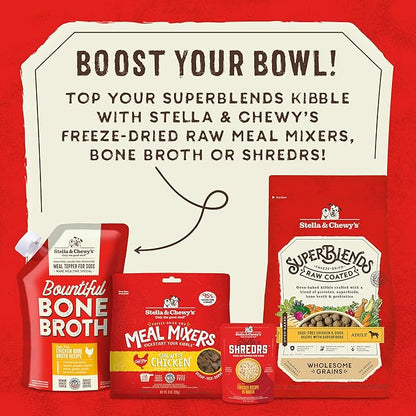 Stella & Chewy's SuperBlends Raw Coated Wholesome Grains Cage-Free Chicken & Duck Recipe with Superfoods, 3.5 lb. Bag