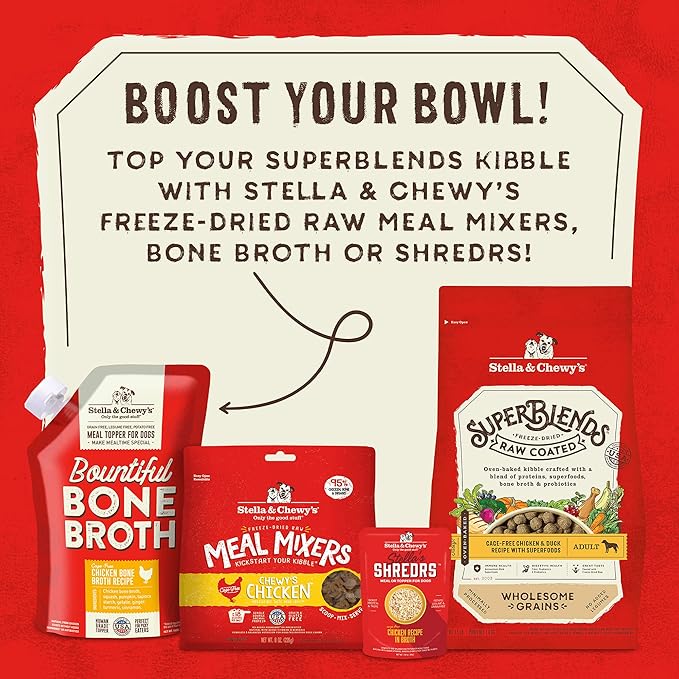 Stella & Chewy's SuperBlends Raw Coated Wholesome Grains Cage-Free Chicken & Duck Recipe with Superfoods, 21 lb. Bag