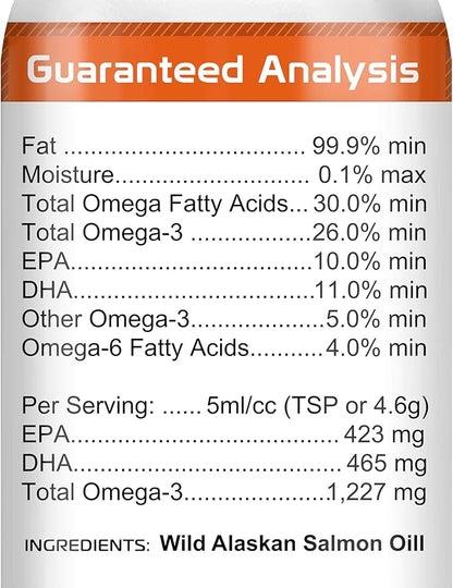 StrellaLab 32 OZ Salmon Oil for Dogs - Omega 3 for Dogs & Cats, Itch & Allergy Relief, Wild Alaskan Salmon Oil for Skin & Coat, Fish Oil Liquid, Shedding Health Support EPA & DHA Fatty Acids