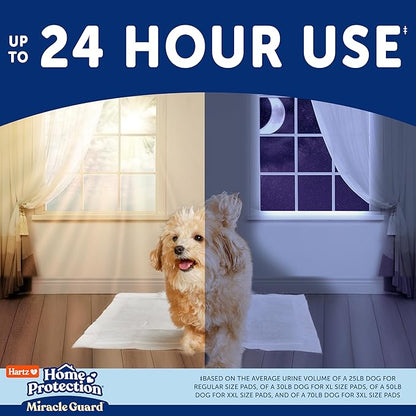 Hartz Miracle Guard Dog and Puppy Dog Pads Max Absorbency 24 Hour Use Odor Eliminating No Leaks, X-Large Size 30 Count