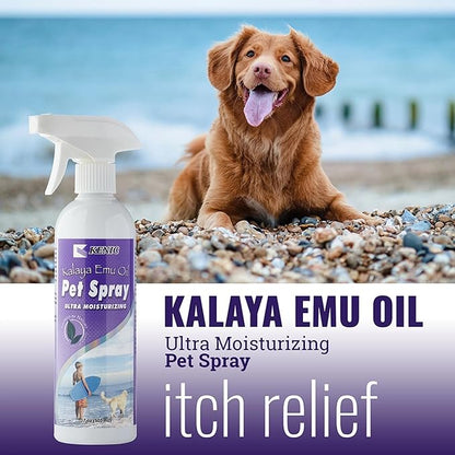 Kenic Emu Oil Spray for Dogs & Cats - Itchy Skin Relief for Dry, Irritated Coats & Hot Spots - Leave-in Conditioning Formula Soothes and Moisturizes for Comfort and Shine, Made in USA