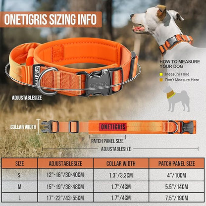 OneTigris Tough Dog Collars, Tactical Dog Collar with Handle, Milltary Adjustable Dog Collar with Heavy Duty Metal Buckle for Training (Large(Pack of 1), Orange)
