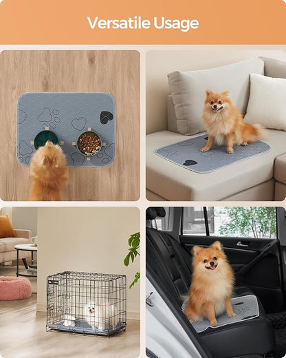 Feandrea Washable Dog Pee Pad, 2 Pack, Reusable, 24 x 18 Inches, S, Waterproof Pet Training, Leakproof, Non-Slip, Super Absorbent, Gray UPTD018G01