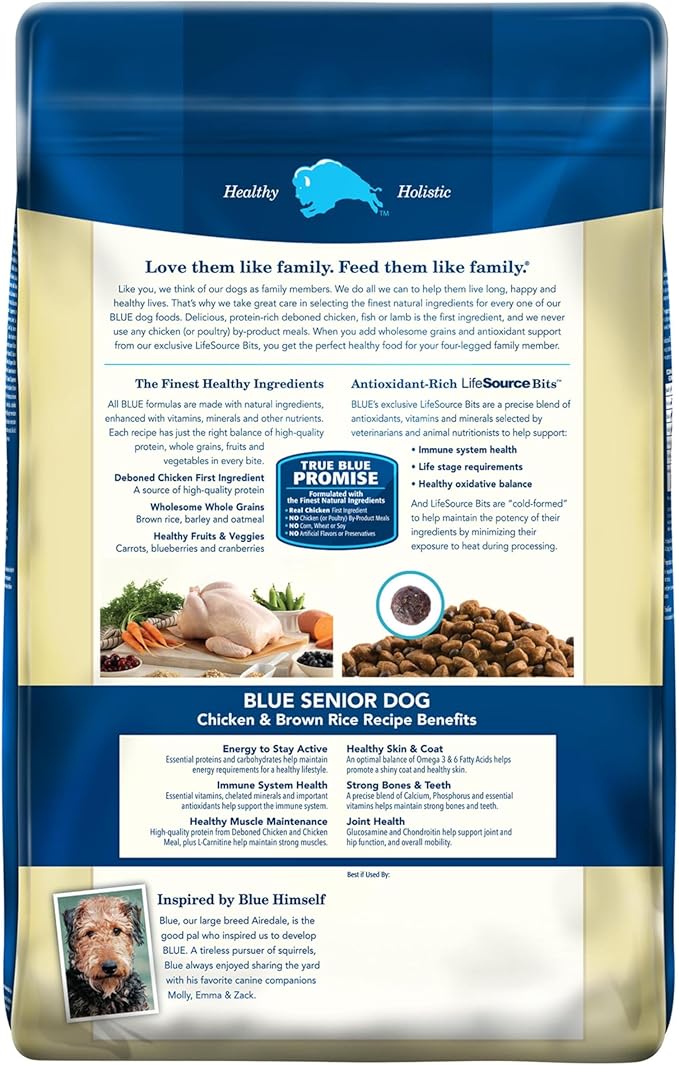 Blue Buffalo Life Protection Formula Senior Dry Dog Food, Supports Joint Health and Mobility, Made with Natural Ingredients, Chicken & Brown Rice Recipe, 30-lb. Bag
