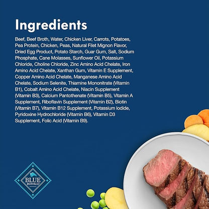 Blue Buffalo Delights Small Breed Natural Wet Dog Food, NY Strip Flavor in Gravy, 3.5-oz Cups, 12 Count