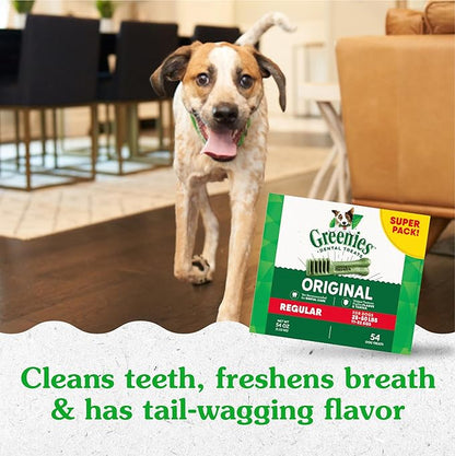 Greenies Veterinarian-Recommended Adult Natural Dental Dog Treats Regular Size, Dog Dental Chews, Original Flavor, 54 oz. Pack, 54 Count