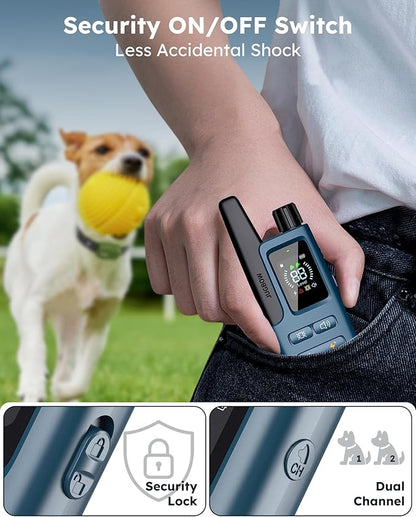 Jugbow Shock Collar for 2 Dogs - 4200FT Dog Training Collar with Remote IPX7 Waterproof Electric Collar with 4 Training Modes, Security Lock E-Collar for Large Medium Small Breeds(Teal Blue)