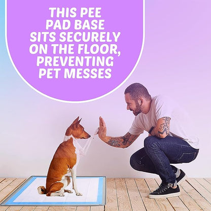TidyFriend Dog Pee Pad Holder Tray Fits for 28” x 34” Pee Pads with Corner Lock Holes, Raised Edges, Non-Spill, Easy to Clean Silicone Dog Potty Tray Holder, for Indoor Floor Protection (Light Grey)