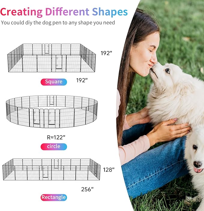 FDW Dog Playpen Dog Pen Dog Kennel 24 Panels 40 Inch Hight Indoor Outdoor Folding Metal Portable Puppy Exercise Pen Heavy Duty Dog Fence for Yard Camping,Black