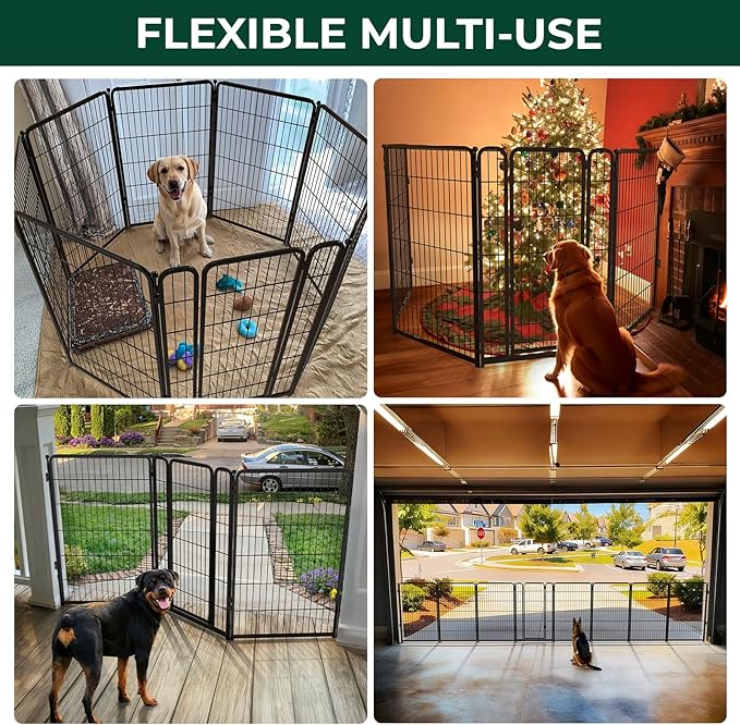 FXW Dog Gate Extra Wide Designed for Indoor Use, Adjustable Width Up to 111-inch Wide (45" H 4 Wire Panels for Large Dogs), Black