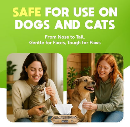 Lick-Safe Daily Pet Wipes for Dogs & Cats - Vet-Approved & Hypoallergenic - Cleans Mud, Odor & Dander - Wipes for Paws, Face & Butt - 10% to Charity - Earth-Friendly & Unscented Cleaning - Pack of 400