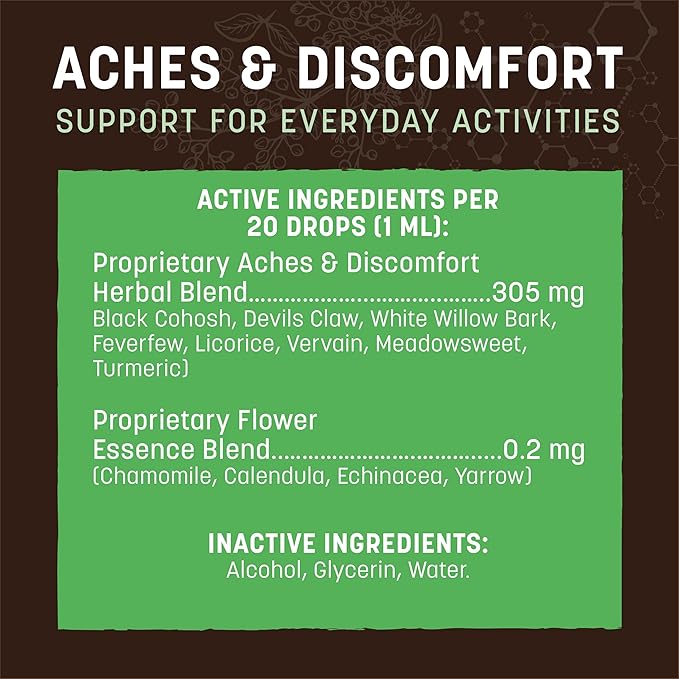 Earth Animal Apothecary Liquid Supplement - Aches & Discomfort Herbal Remedies for Dogs & Cats - 2 fl oz