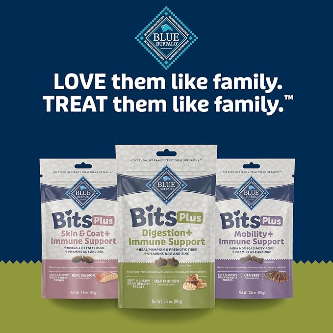 Blue Buffalo Blue Bits Plus Digestion and Immune Support Dog Treats, Chicken, 3.5-oz. Bag (Pack of 2)
