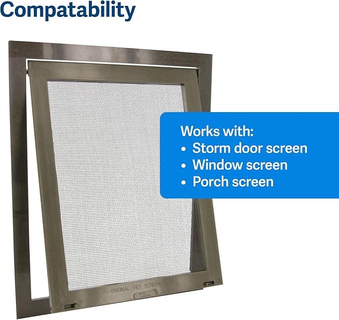 PetSafe Pet Screen Door - Heavy Duty, Tear- & Puncture-Resistant Dog & Cat Mesh Flap - Storm Door Compatible - Small - for Dogs & Cats up to 30 lb