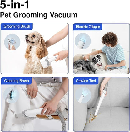 Neakasa 5 in 1 P0 Pro Dog Grooming Vacuum with Stand, 6.6lbs Lightweight Pet Grooming Kit, Lower-Noise Dog Clippers & Shedding Remover for Dogs and Cats