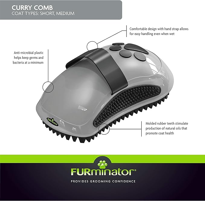 FURminator Curry Comb Grooming Brush for Short and Medium Coats