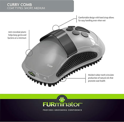 FURminator Curry Comb Grooming Brush for Short and Medium Coats
