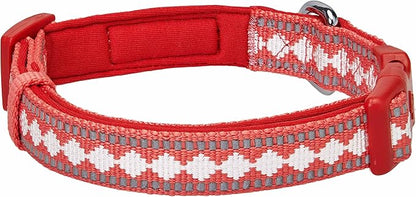 Blueberry Pet 3 Colors 3M Reflective Jacquard Neoprene Padded Adjustable Dog Collar, Coral
