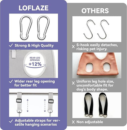 Loflaze Dog Grooming Hammock Harness for Dogs & Cats with Pet Nail Clipper Trimmer - Cat Hanger Sling for Trimming Clipping Nails- Dog Hammock Restraint Bag for Small Medium Large pet （ Purple L）